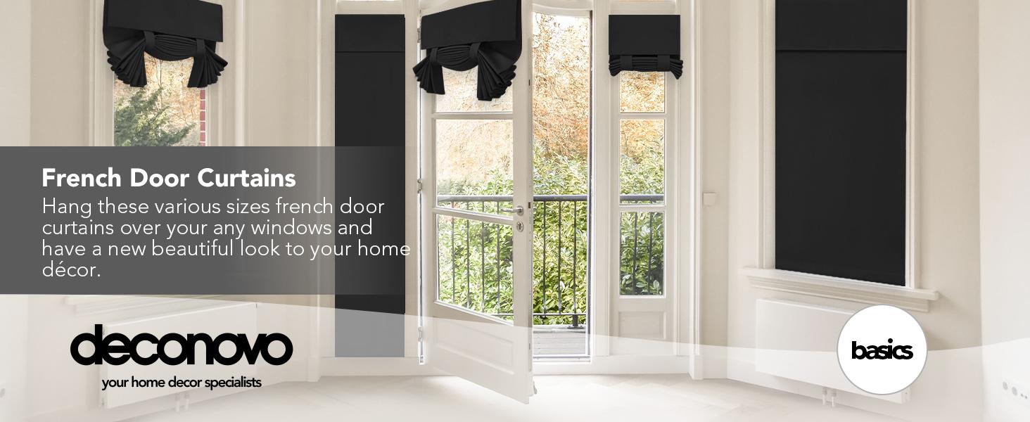 Deconovo French Door Curtain(1 Panel), Door Curtains for Door Window, Blackout Curtains for Bedroom, Sidelight Curtains for Door Window Curtains, Velcro Tie Up Curtains
