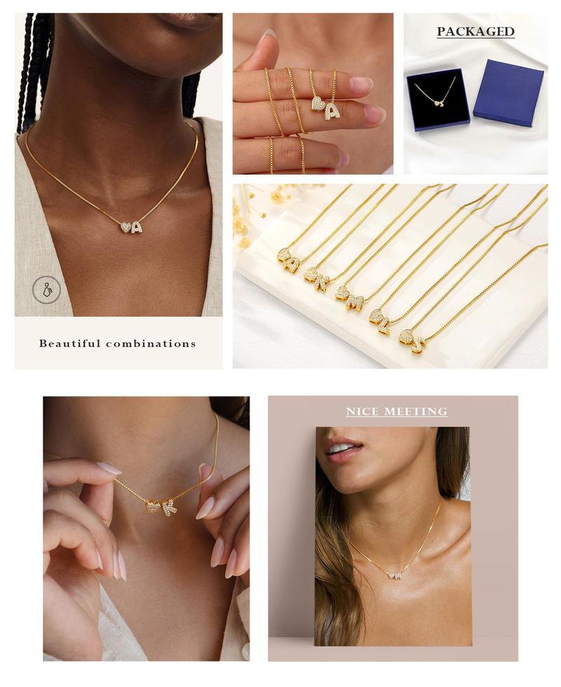 Heart Initial Necklace Gold A-Z Letter Pendant Dainty Heart Name Necklace Personalized Initial Tag Pendant Hypoallergenic 14K Golden Plated Gift for Women and Girls Valentinesdaygift Mothersgivingift Goldplated Birthdaygift Outdoorfun