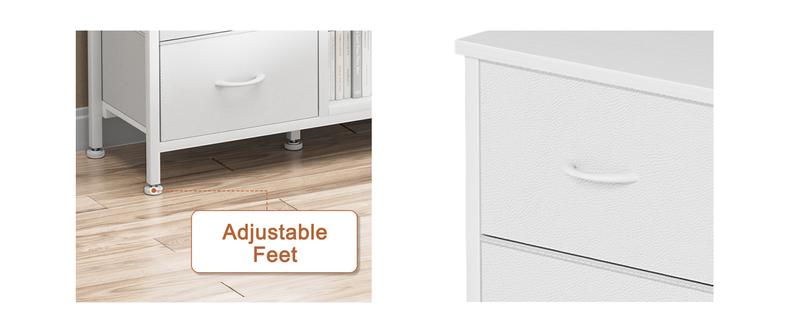 Aowos Dresser TV Stand for 50/55 inch TV, Wide Dressers & Chests of Drawers with Charging Station & 4 PU Drawers Storage, Console Sofa Table for Bedroom, Living Room