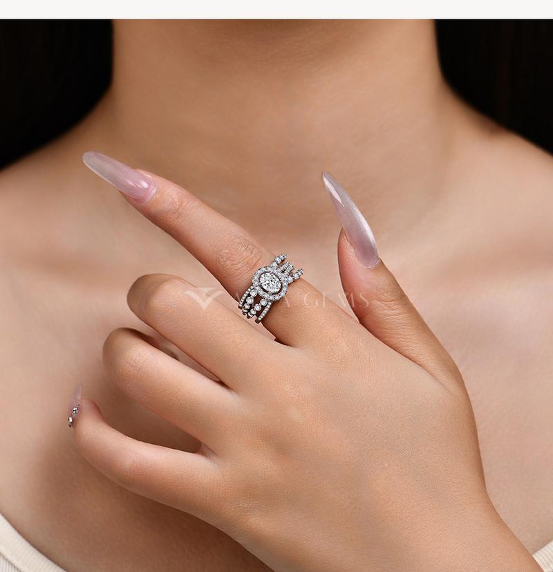 1 CT Oval Cut Fashion Luxury Shinning D Color VVS1 Women's Synthetic Moissanite Ring Wedding Engagement Gift Women's Jewelry Accessories R249