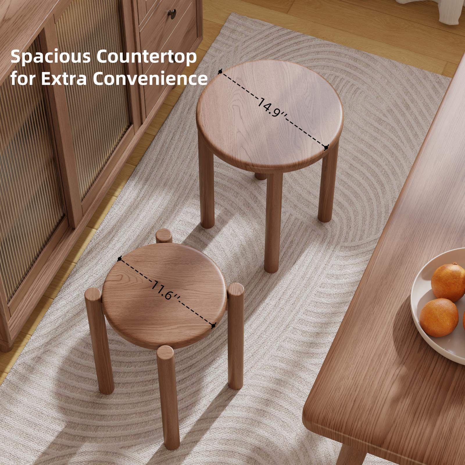 【Summer】TimberKnows Set of 4 Stackable Solid Wood Stools – 18" Round Nesting Tables, Fully Assembled, Durable & Space-Saving Design 【Summer】TimberKnows Set of 4 Stackable Solid Wood Stools – 18" Round Nesting Tables, Fully Assembled, Durable & Space-Saving Design