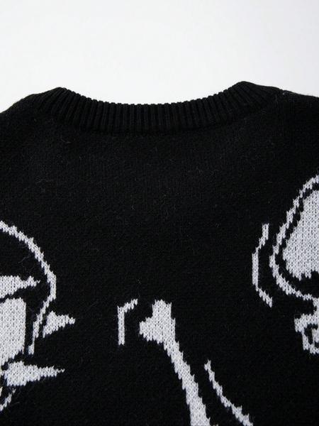 Men's Street Style Dinosaur Print Long Sleeve Round Neck Sweater, Casual Loose Fit Pullover for Spring & Fall Daily Wear