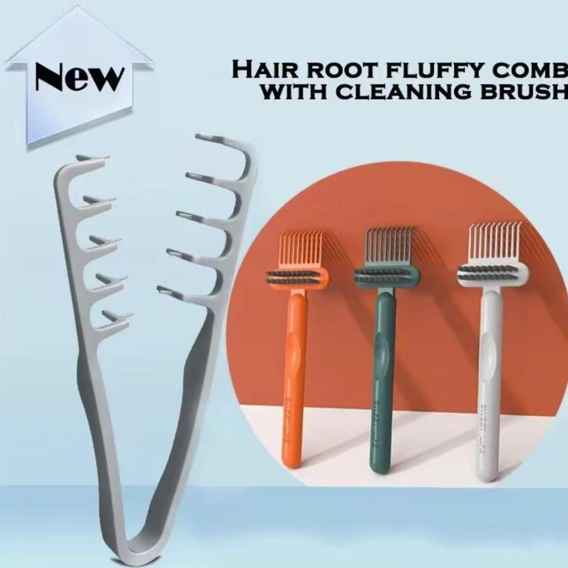 Olumizing Wide-Tooth Hair Styling Comb, 2-In-1 Fluffy Textured Tool, Root Volumizer, Korean Style, Seam Covering, Bang Hair Combs