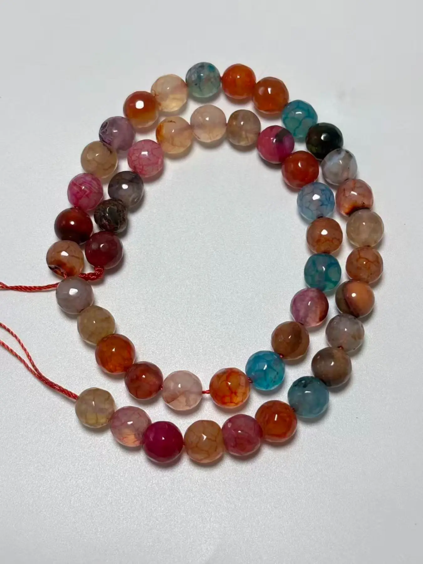 8mm Natural Stone Multicolor Agate Beads, Hole Design for Stringing, DIY Jewelry Making, Craft Supplies, Sewing Accessories, Decorative Beads
