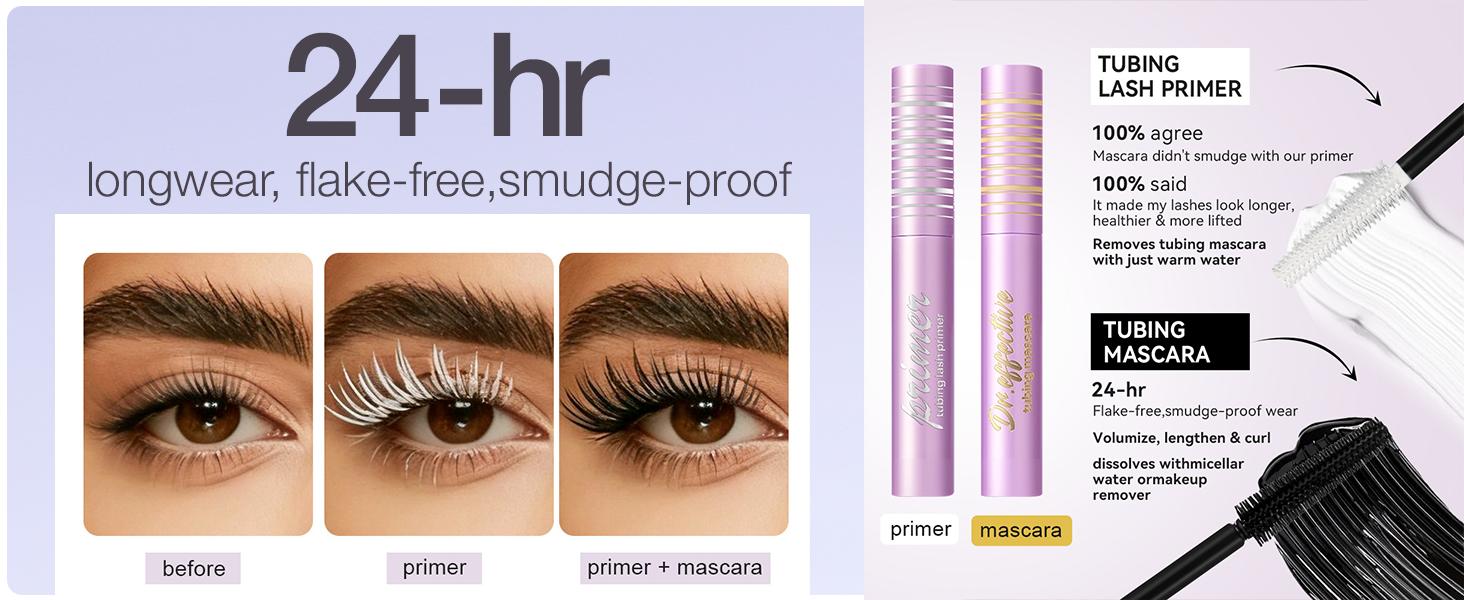 tubing mascara & primer – Lash Extensions in a Tube, Volume & Length, Smudge-Proof, Longwear, Flake-Free, Easy to Remove, Vegan & Cruelty Free