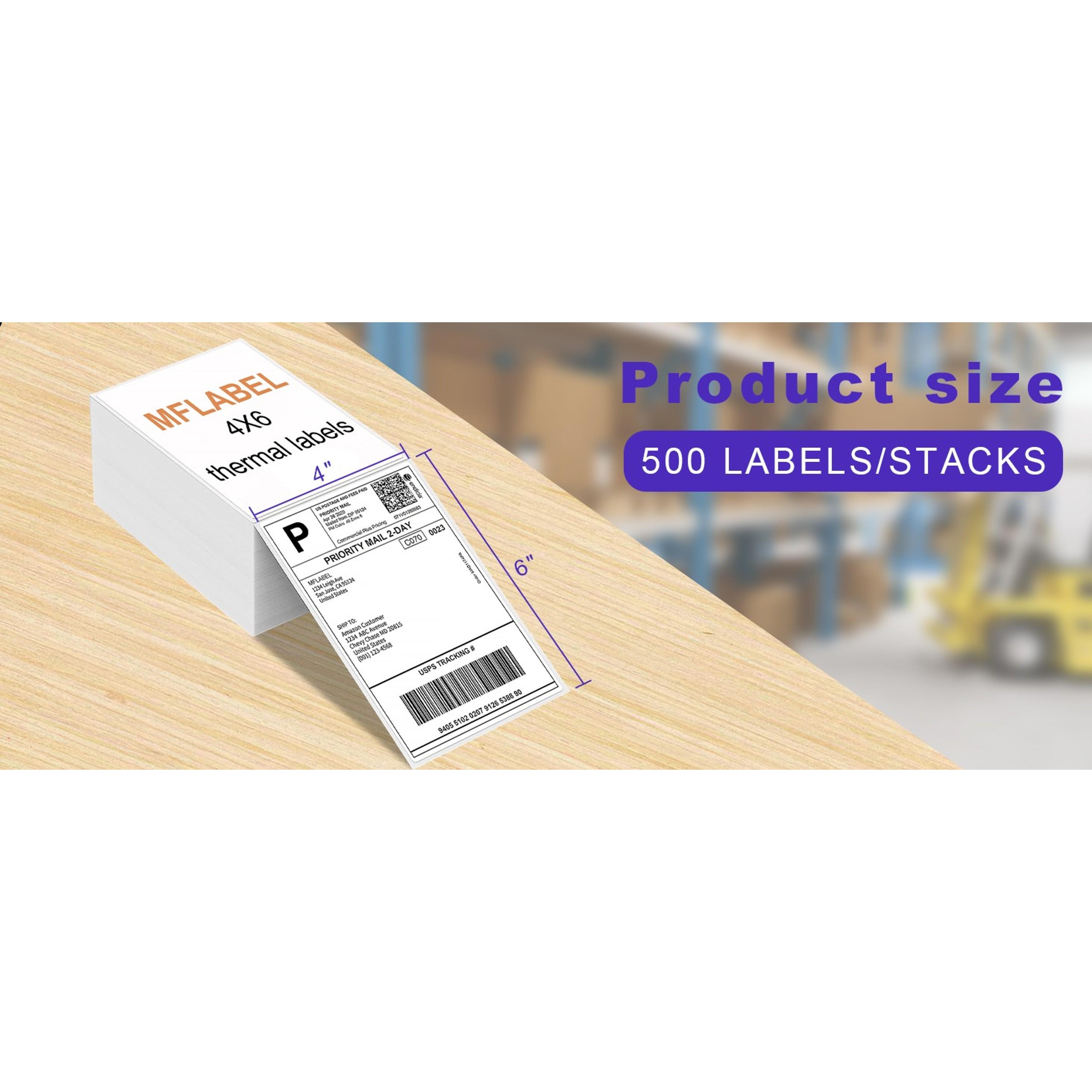 4x6 Direct Thermal Labels (1000 Labels) 4" x 6" Perforated Shipping Labels Compatible with Zebra Printers Fanfold Thermal Label Stickers for Shipping Packages - 1 Stacks White Labels