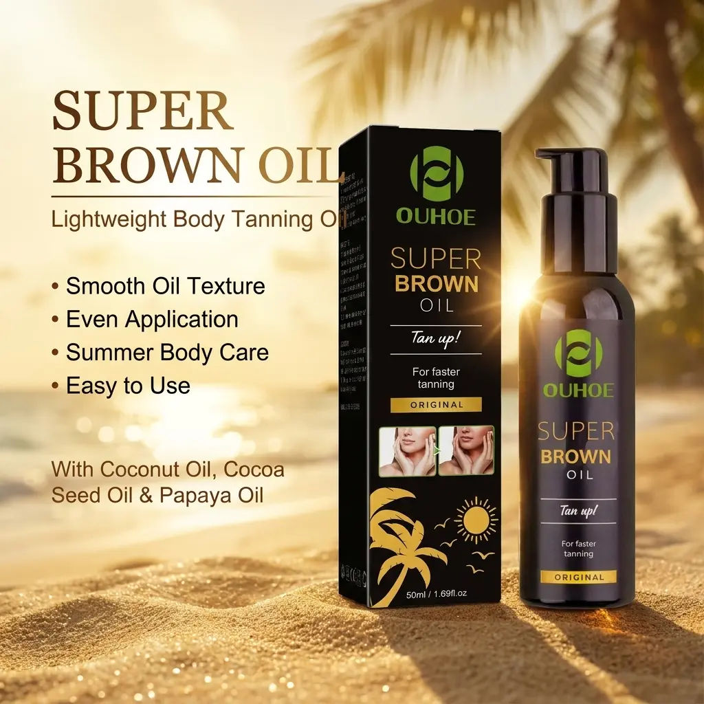 Outdoor Tanning Oil for Body, Moisturizing Sun Tanning Body Oil with Coconut Oil, Cocoa Seed Oil and Papaya Oil, Lightweight Skin Conditioning Oil for Soft, Smooth Skin and a Natural-Looking Golden Bronze Glow, Summer Beach and Poolside Body Care