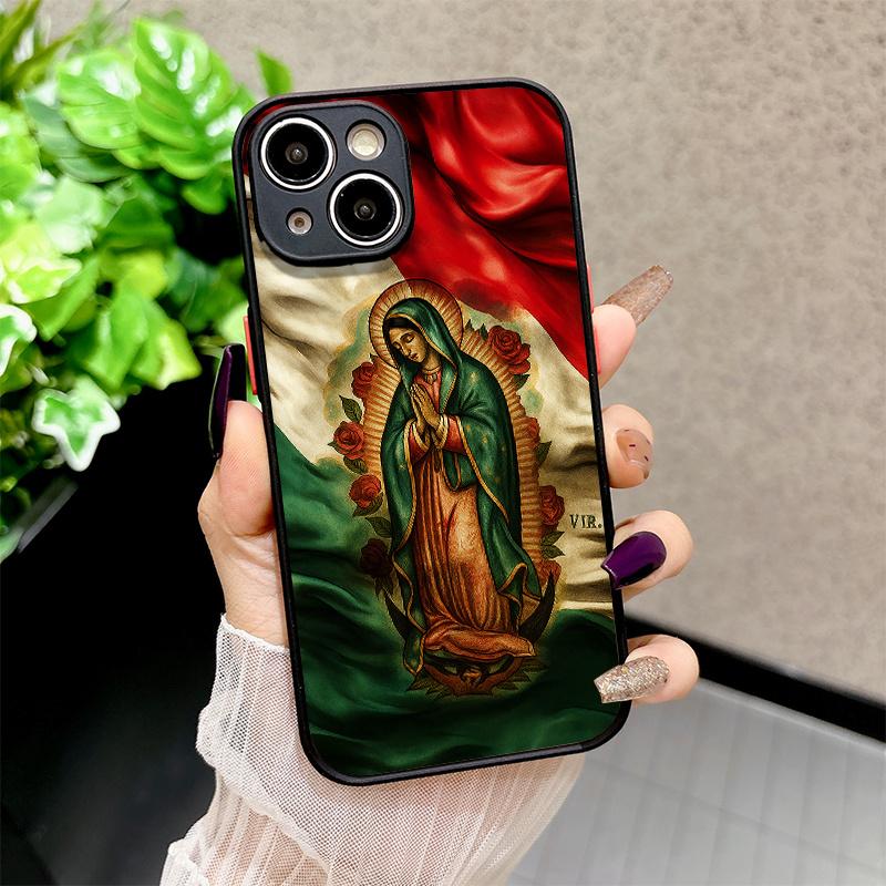 Sacred Virgin of Guadalupe in Prayer Matte texture semi-transparent drop-proof and scratch-resistant protective case suitable for iPhone 17 Pro Max 17 17 Air 16 Pro 15 Plus 14 13 12 11 XS Max X/XS An excellent gift choice, Religious Phone Case, Smartphone