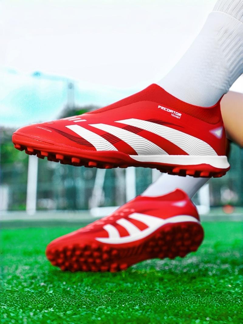 Laceless Stud Soccer Shoes, Suitable for Various Environments, PU Material + Flyknit, Rubber Sole, Strong Grip, Comfortable Lining Laceless Stud Soccer Shoes, Suitable for Various Environments, PU Material + Flyknit, Rubber Sole, Strong Grip, Comfortable Lining