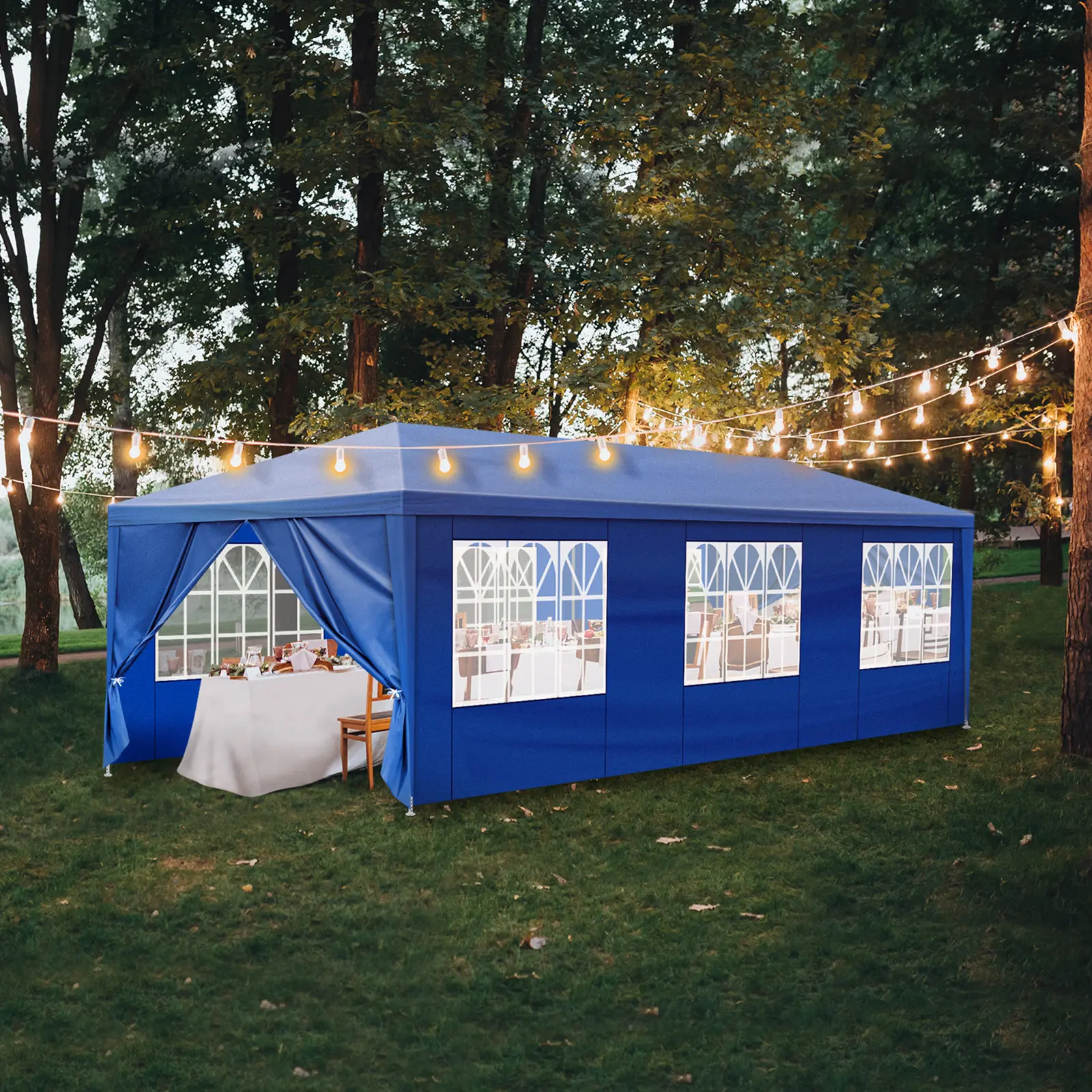 10'x30'/10'x20'/10'x10' Outdoor Party Tent with 8 Removable Sidewalls, Waterproof Canopy Patio Wedding Gazebo, Blue