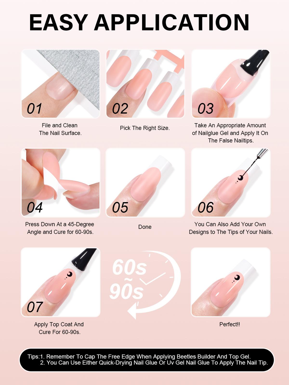 Aillsa Medium Square French Tip Press on Nails - Classic Full Cover Soft Gel Nail Tips Natural False Nails Easy to Wear Soak Off Acrylic Fake Nails Extensions Reusable & Comfortable Fit DIY Nail Art at home press-on nail set french style press nail