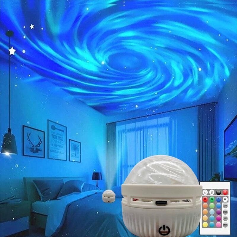 Touch control 16 colors black hole/aurora projector light, 1 set of USB charging LED starry sky aurora projector light with remote control, Northern lights ambient light, home decoration, Planetarium star projector, Starlight roof projector