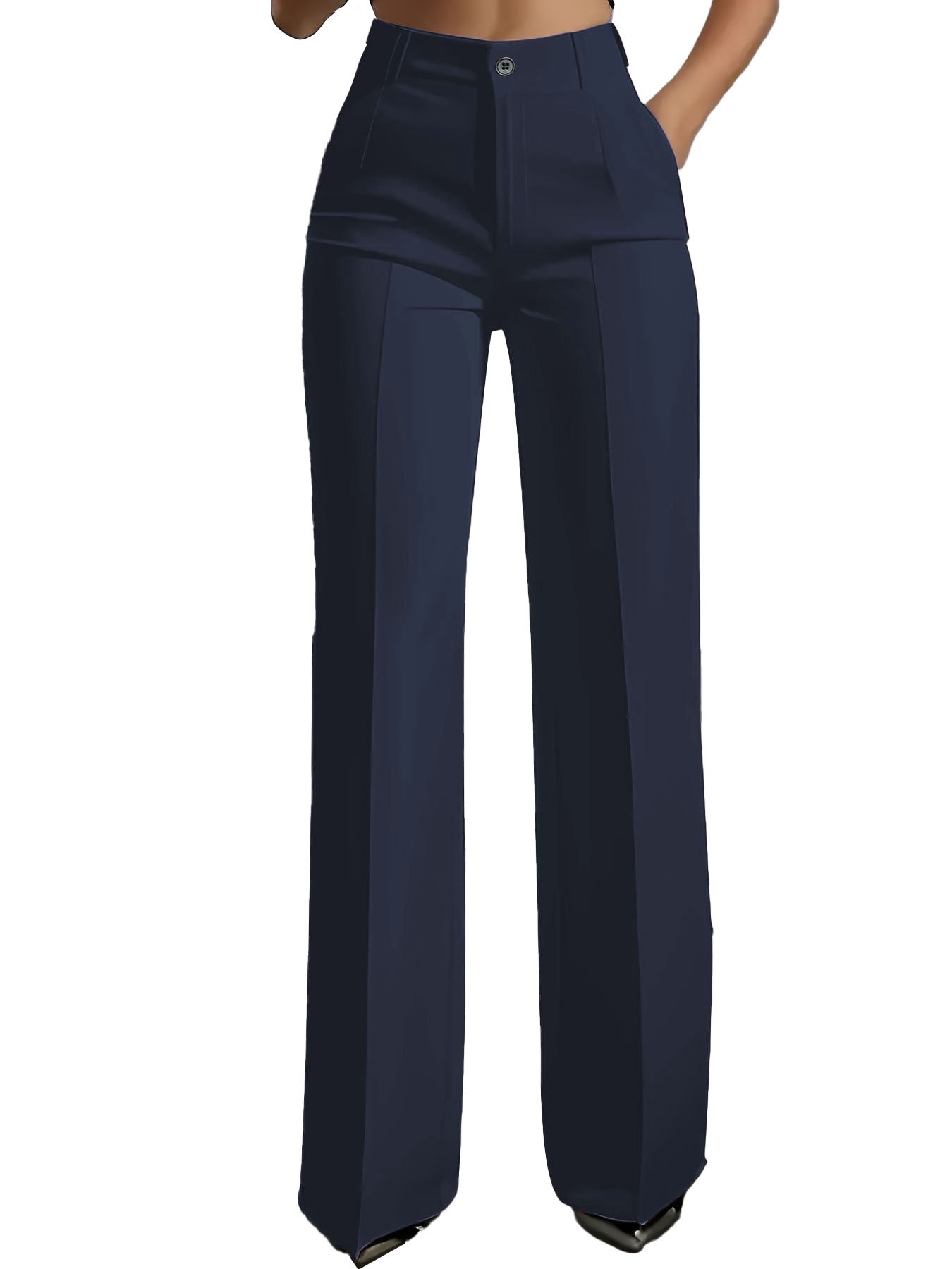 2pcs Women's High Waist Straight Leg Suit Pants, New Arrival, Simple Design, Flowy Fabric, Elegant Office Wear, Comfortable Daily Style