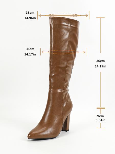 Women's Vintage Fashion Chunky Heel High Boots with Leg-Slimming Design, Suitable for Work & Dates, Perfect Match with Coats & Dresses & Skirts, Fall/winter Essential Boots