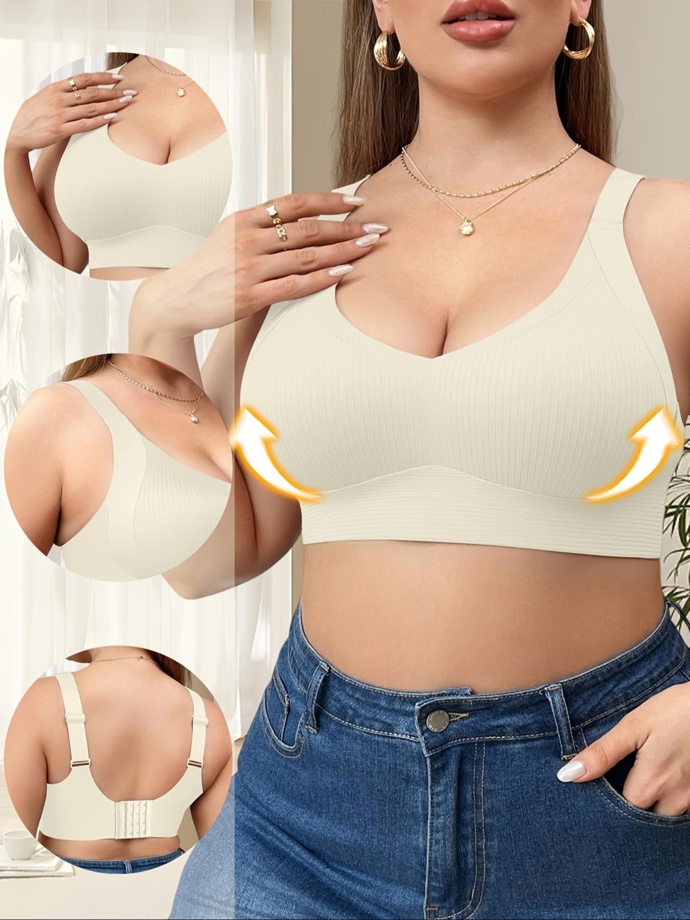 Women's Plus Size Seamless Underwire Bra, Lift & Support, Full Back Coverage, Light Thin Lining, Casual Daily Wear, Fitness Yoga Workout, Stretch Sports Bra