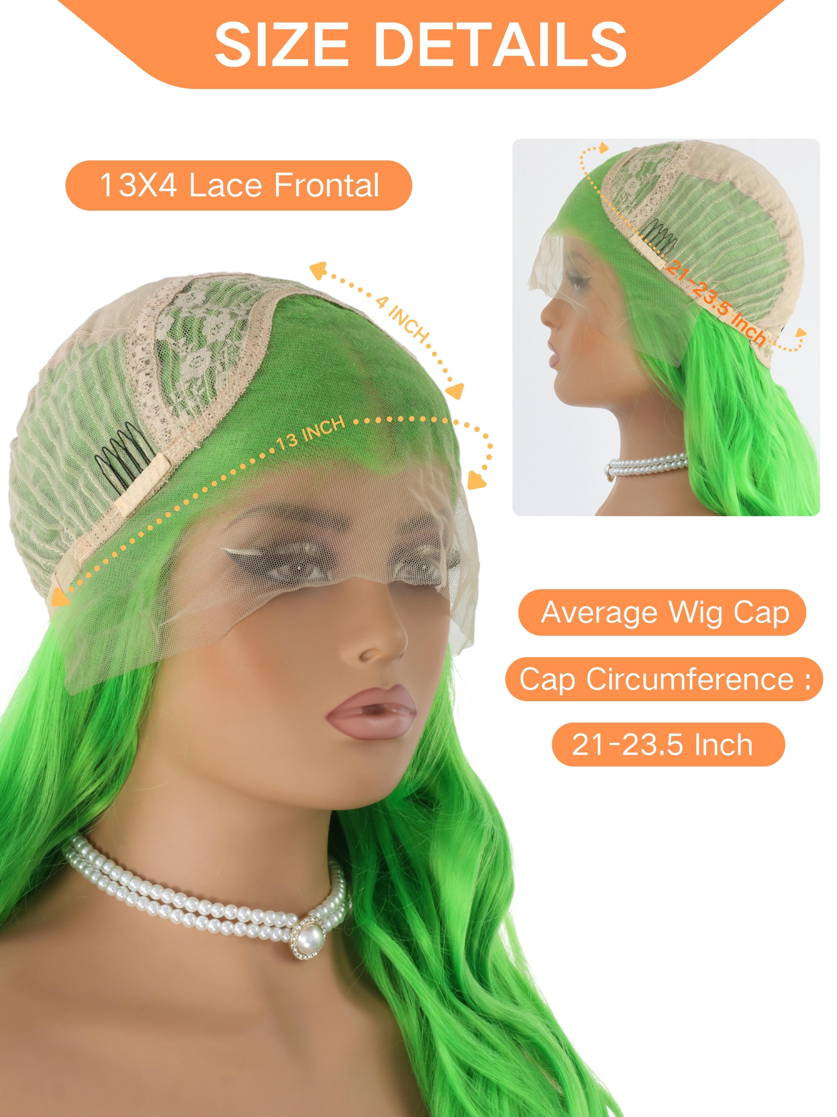 Neon Green Body Wave Wigs 13x4 HD Lace Front Wigs Pre-Plucked Hairline Synthetic Wig Concert Look Body Wave Wig Coachella Festival Look Lace Front Wigs for Women Party Cosplay Stage 28 Inch