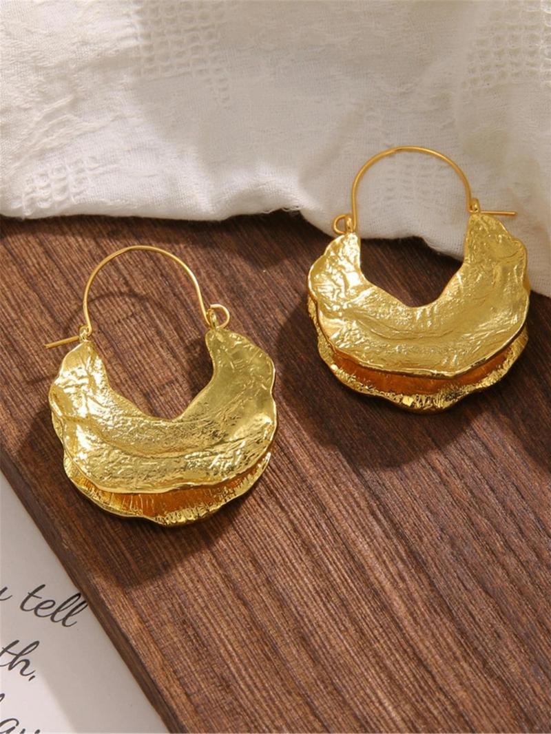 Vintage Texture Metal Design Hoop Earrings (1 Pair), Fashionable Jewelry for Women, Daily Ear Decor, Trendy All-match & Exquisite Jewelry for Birthday Gift