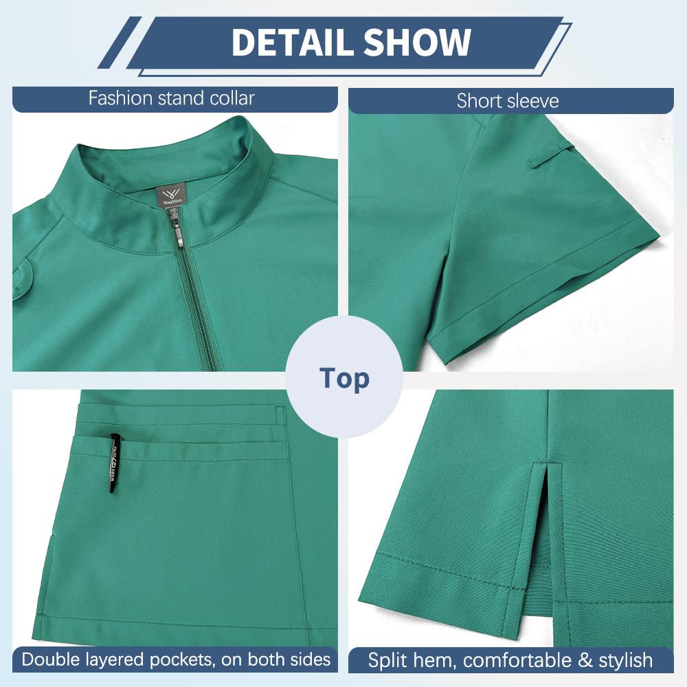 Summer Short Sleeved Nurse Uniform Casual Pharmacy Work Accessories Hospital Beauty Salon Doctor's Nursing Uniform Men's Frosted Suit Nurse Uniform