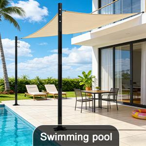 2 Pack 12 Ft Shade Sail Poles, Heavy Duty Metal Outdoor Support Post Kit, Rust-Resistant Shade Sail Support Poles, Adjustable Metal Sun Shade Poles for Patios, Courtyards, Backyards and Gardens tiktokshopbacktoschool