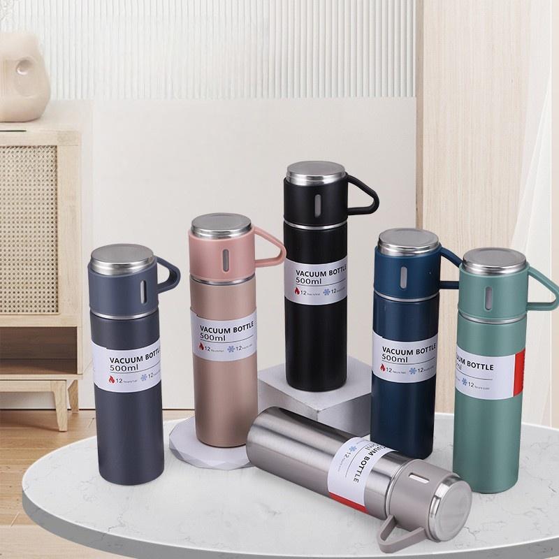 Large Capacity Stainless Steel Insulated Cup with Three Lids, Durable Kids Water Bottle, Elegant Gift Box Packaging