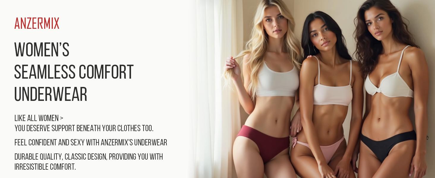 ANZERMIX Womens Seamless Laser cut Brief Panties Pack of 6