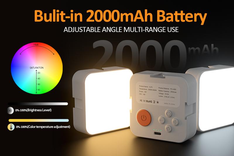 EMEET RGB LED Video Light with Portable Tripod Mini LED Camera Webcam Light 97 LEDs 2000mAh Rechargeable 3000-6500K for Streaming Gaming Creator Gifts Livestream Softbox White