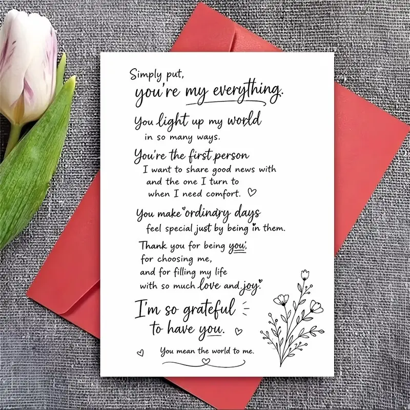 Romantic Greeting Card with Envelope, Perfect for Anniversaries, Valentine's Day, Birthdays, Heartfelt Love Message for Partner