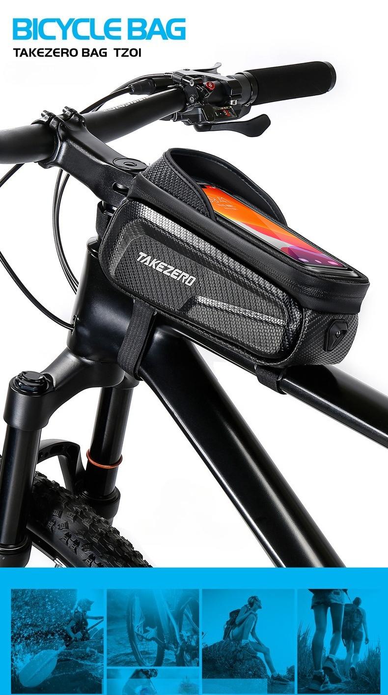 TAKEZERO Bicycle Front Top Tube Bag Touch Screen Bicycle Frame Bag Bicycle Bag 1L Large Capacity Adjustable Cycling Bag Bicycle Accessories