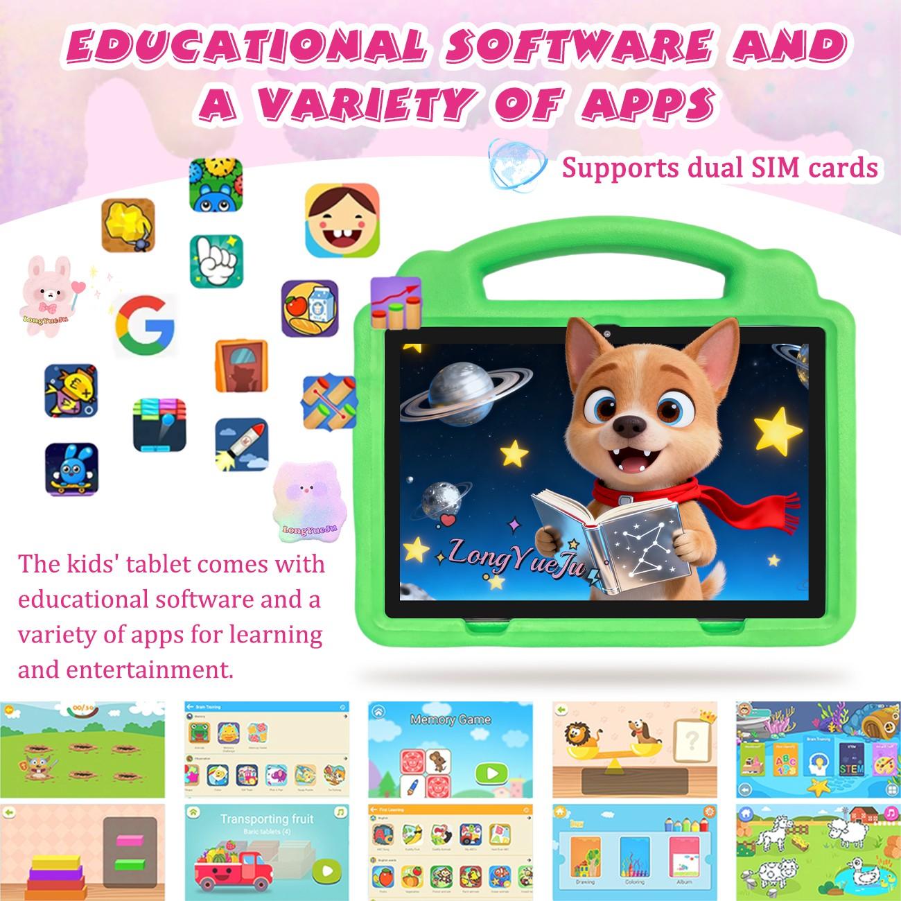 【TikTok Shop Spring New Arrivals】10.1 Inch Android Tablet with Dual Cameras,Shockproof & Dustproof Case, IWAWA Parental Control Learning App,Lightweight Stylish Design, Internet Ready for Daily Family Use, Best Holiday Gift (Adapter Not Included)