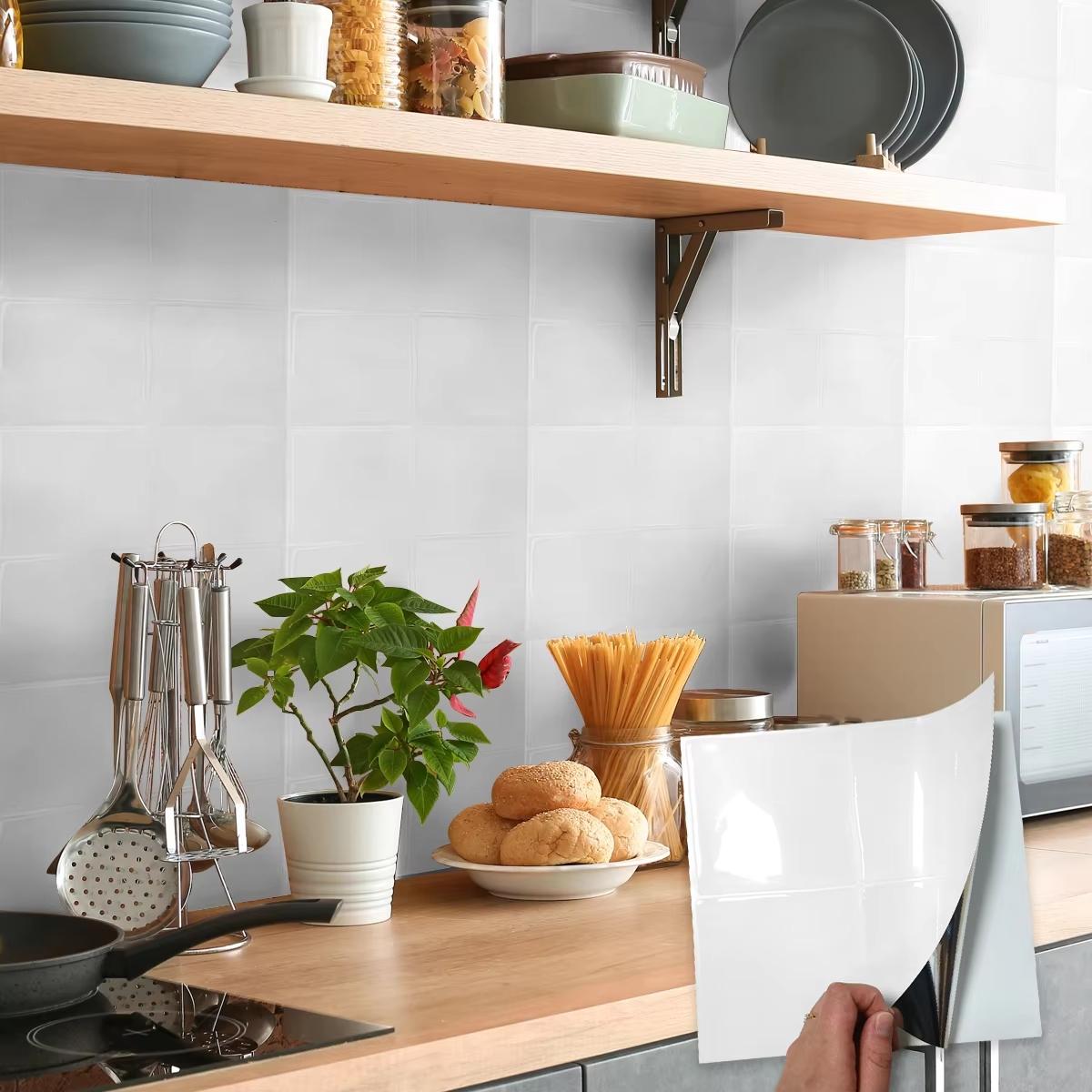 10-Sheets/20-Sheets Peel and Stick Backsplash Tiles, Kitchen Bathroom Square Self Adhesive Wall Tile, Checkerboard Mosaic Stickers