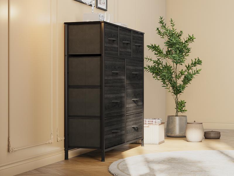 DWVO 9 Drawer Dresser, Fabric Dressers, Spacious Storage, Organizer Unit Storage Tower for Bedroom, Hallway, Living Room, Entryway, Closet Furniture, Storage Bin Cabinet
