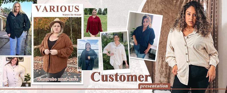 IN'VOLAND Womens Plus Size Corduroy Shirt Long Sleeve Button Down Shirts Fall Blouses Tops Casual Jacket Shacket Loose Fit Lightweight IN'VOLAND Womens Plus Size Corduroy Shirt Long Sleeve Button Down Shirts Fall Blouses Tops Casual Jacket Shacket Loose Fit Lightweight