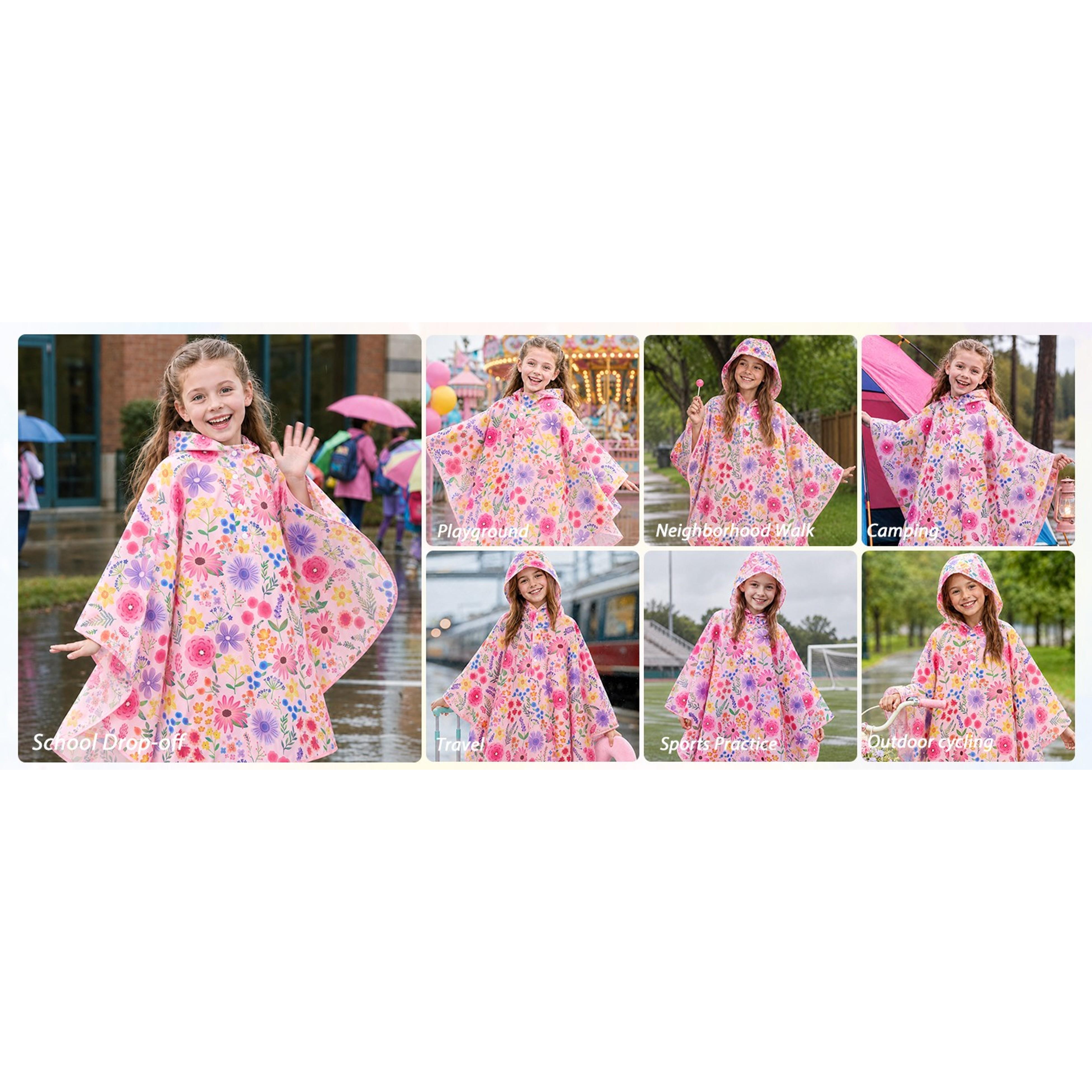 Kids' Game Print Lightweight Waterproof Reusable Hooded Rain Poncho for Boys and Girls Kids' Game Print Lightweight Waterproof Reusable Hooded Rain Poncho for Boys and Girls