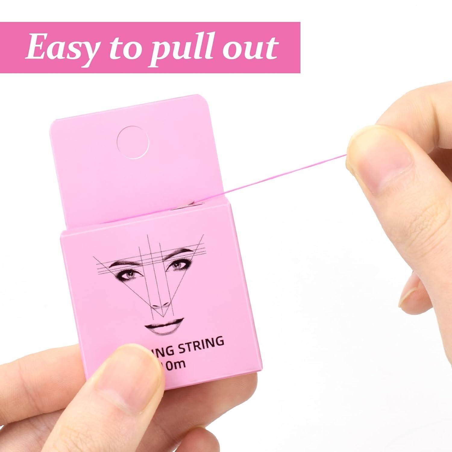 ATOMUS Eyebrow Mapping String 3 Pack Pre-inked 10m(32ft) Microblading String for Brow Marking 3 Colors Black White Pink Measuring String for Eyebrow Makeup Eyebrow Makeup Tool