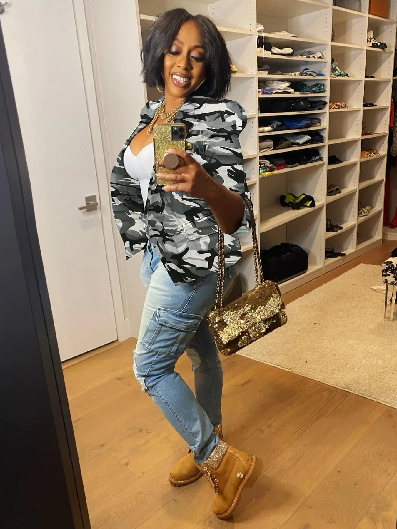 Women's Casual Camouflage Print Top, Unique Style Leisure Wear, Trendy Graphic Tee for Daily, Comfortable & Stylish Upper Garment