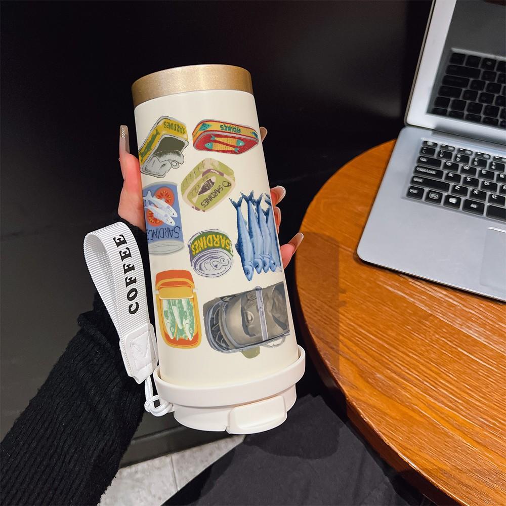 Abstract Fish Pattern Coffee Cup, Portable Dual Drink Insulated Tumbler, Heat/cool Keeper, Boho Style, Office, Travel, Outdoor Essential