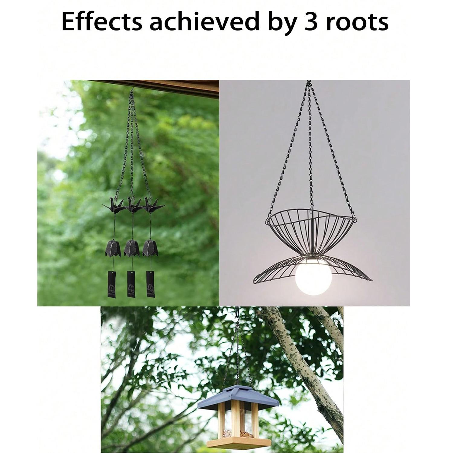 3-Piece Hanging Basket Chain Hooks, Replacement Chains for DIY Bird Feeder Pots Lanterns Decorative Iron Chains