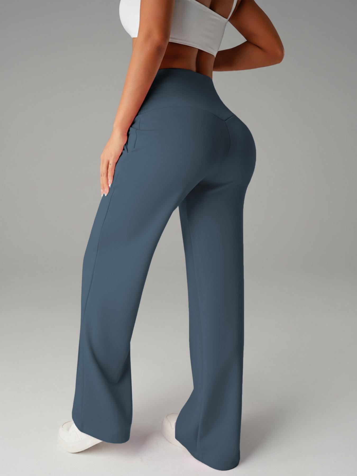 Women's Plain Loose Straight Leg Pants, Wide Leg High Waist Sporty Casual Sweatpants with Pockets, Comfortable Daily Wear Casual Comfy Sporty, Fitness Sports Pants [Fits Small - Size Up Recommended]