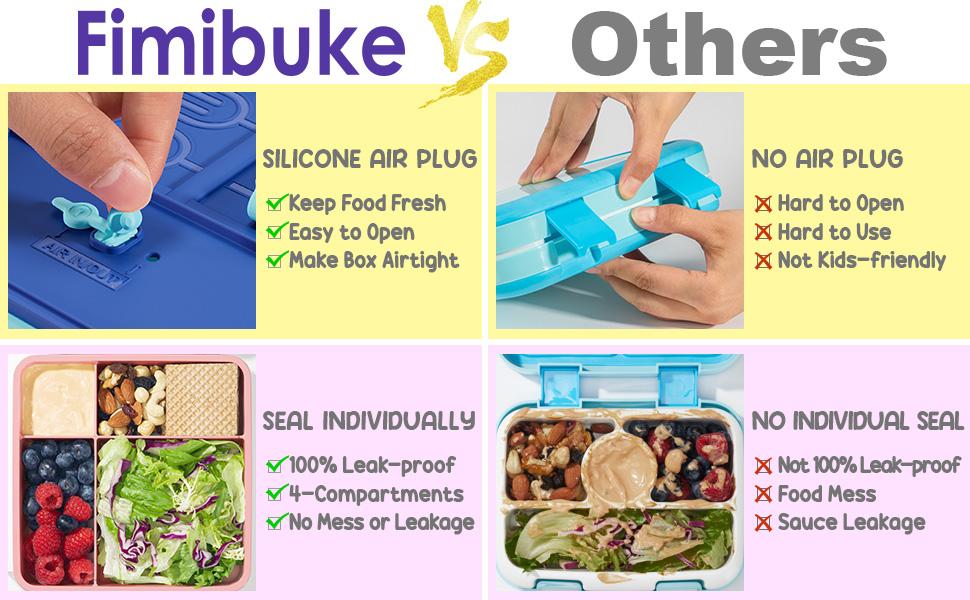 Fimibuke Bento Lunch Box, Leak-proof,4-Compartment,BPA Free,Dishwasher Safe, Utensils Set,Birthday's Gift,Back to School Gift Fimibuke Bento Lunch Box, Leak-proof,4-Compartment,BPA Free,Dishwasher Safe, Utensils Set,Birthday's Gift,Back to School Gift