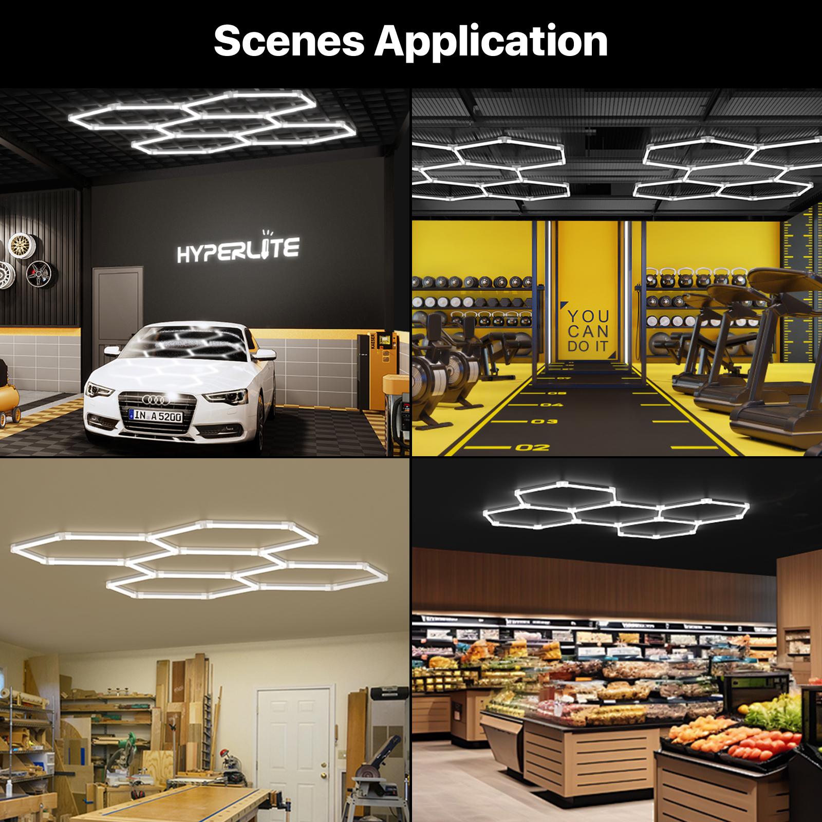 HYPERLITE 2025 New DIY Plug-in Hexagonal Ceiling Light, Honeycomb Ceiling Light, Ultra Bright , Hexagonal Garage Light suitable for garages, supermarkets, shopping malls, car shows, basements, ideal for Led Backlit Led Lighting，SpringGlowUp