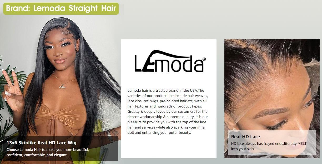 【Hot】Lemoda 13x6 SKINLIKE Real HD Lace Wigs 200% Density Straight 13x4 Full Lace Frontal Wigs 15A Brazilian Straight Virgin Human Hair Lace Front Wig Invisible 0.1mm Ultra-thin Frayed Ends Tiny Knots