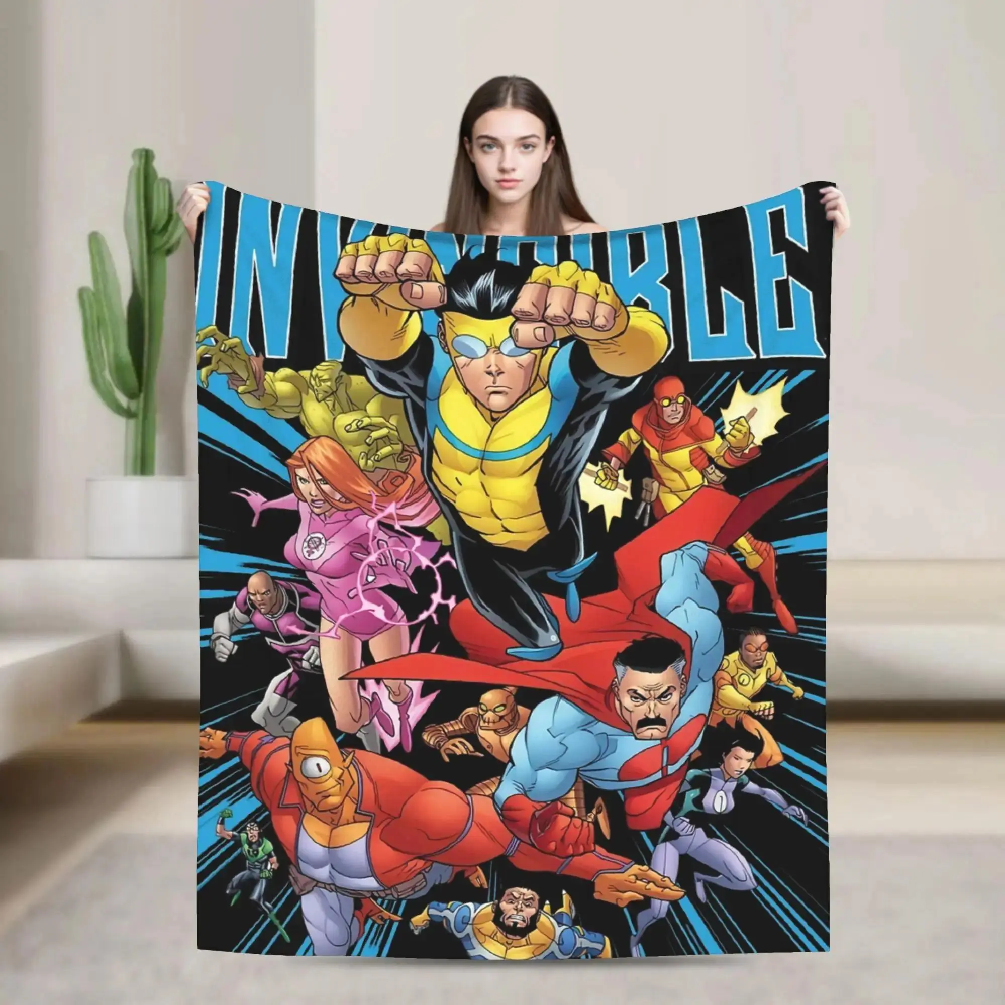 Anime Invincible Flannel Blanket Hero Man Awesome Throw Blankets for Home Quilt for Gift