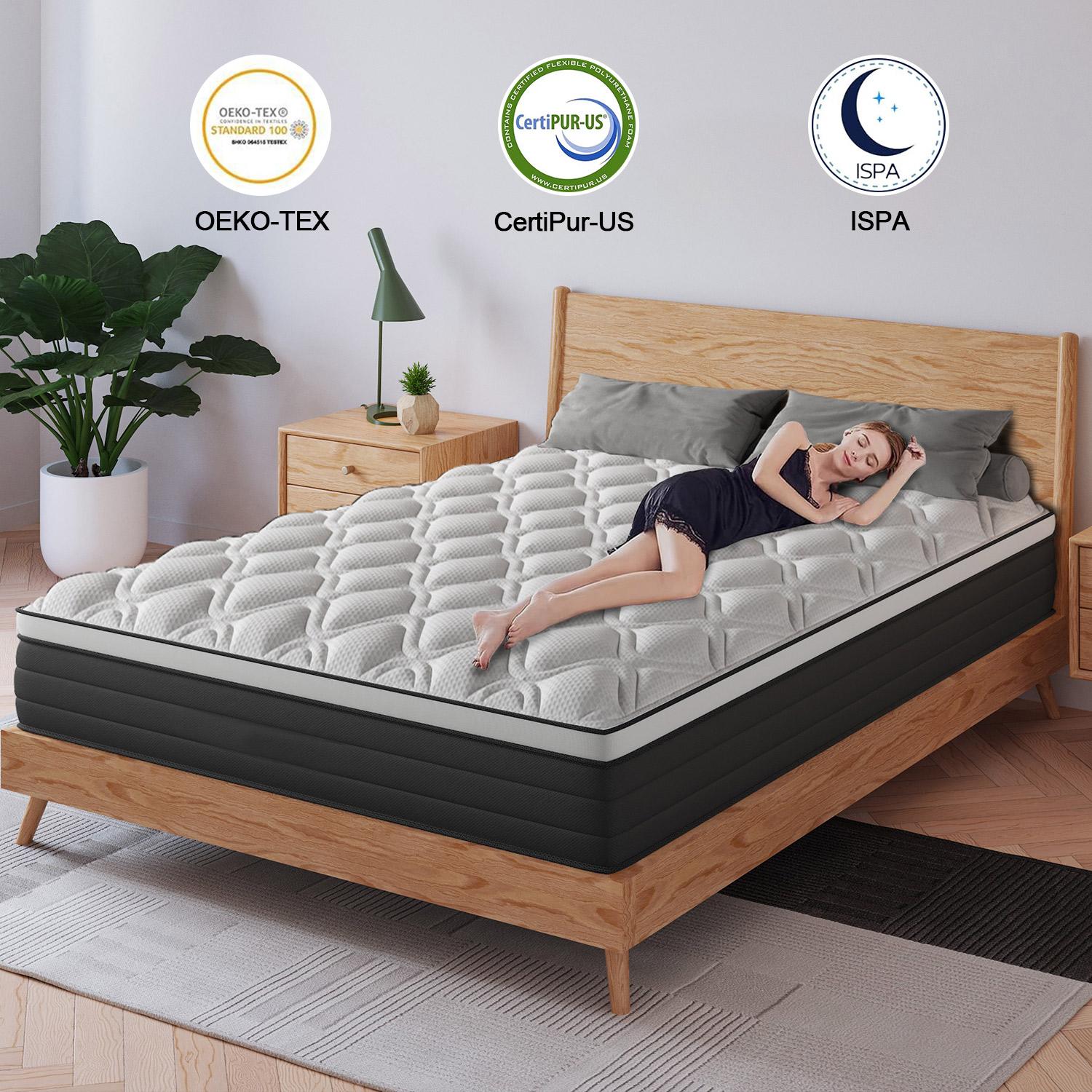 12"14" Twin Full Queen King Size Mattress in a Box Hybrid Spring  with Gel Memory Foam and Individually Pocket Innerspring Euro Top Mattresses Medium Firm for Motion Isolation, Edge Support, 100 Night Trial