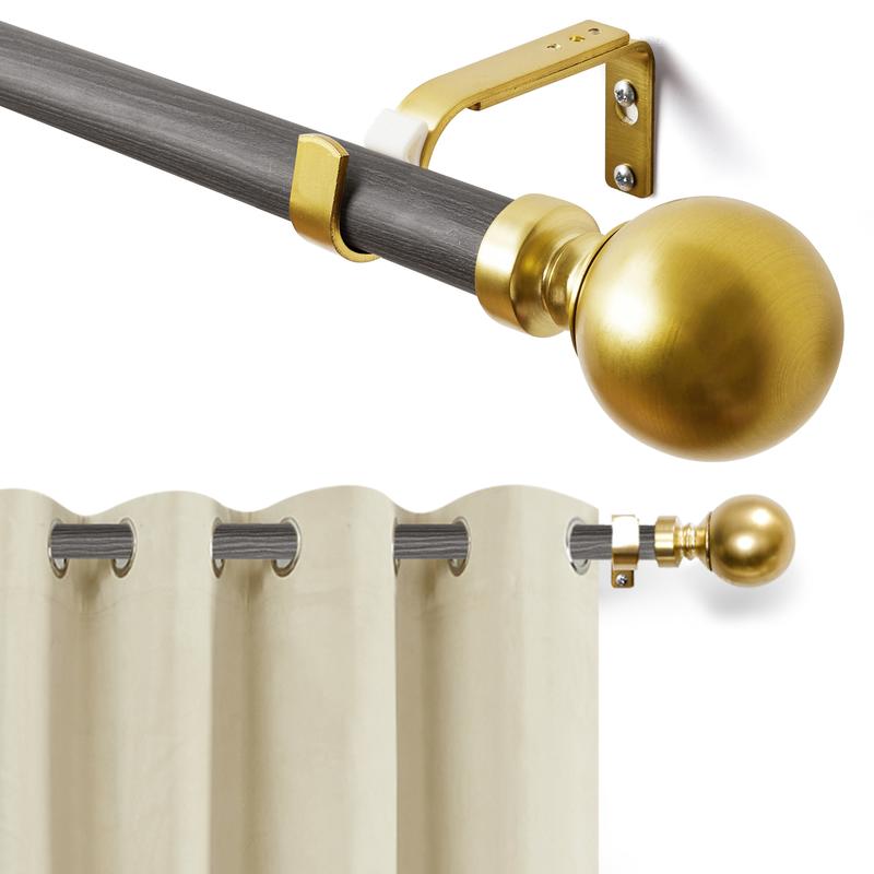 Deconovo Adjustable Heavy Duty Curtain Rod - Telescopic for Bedroom/Living Room, Easy Install (3/4" Steel, Brackets & Finials, Grommet/Tab)