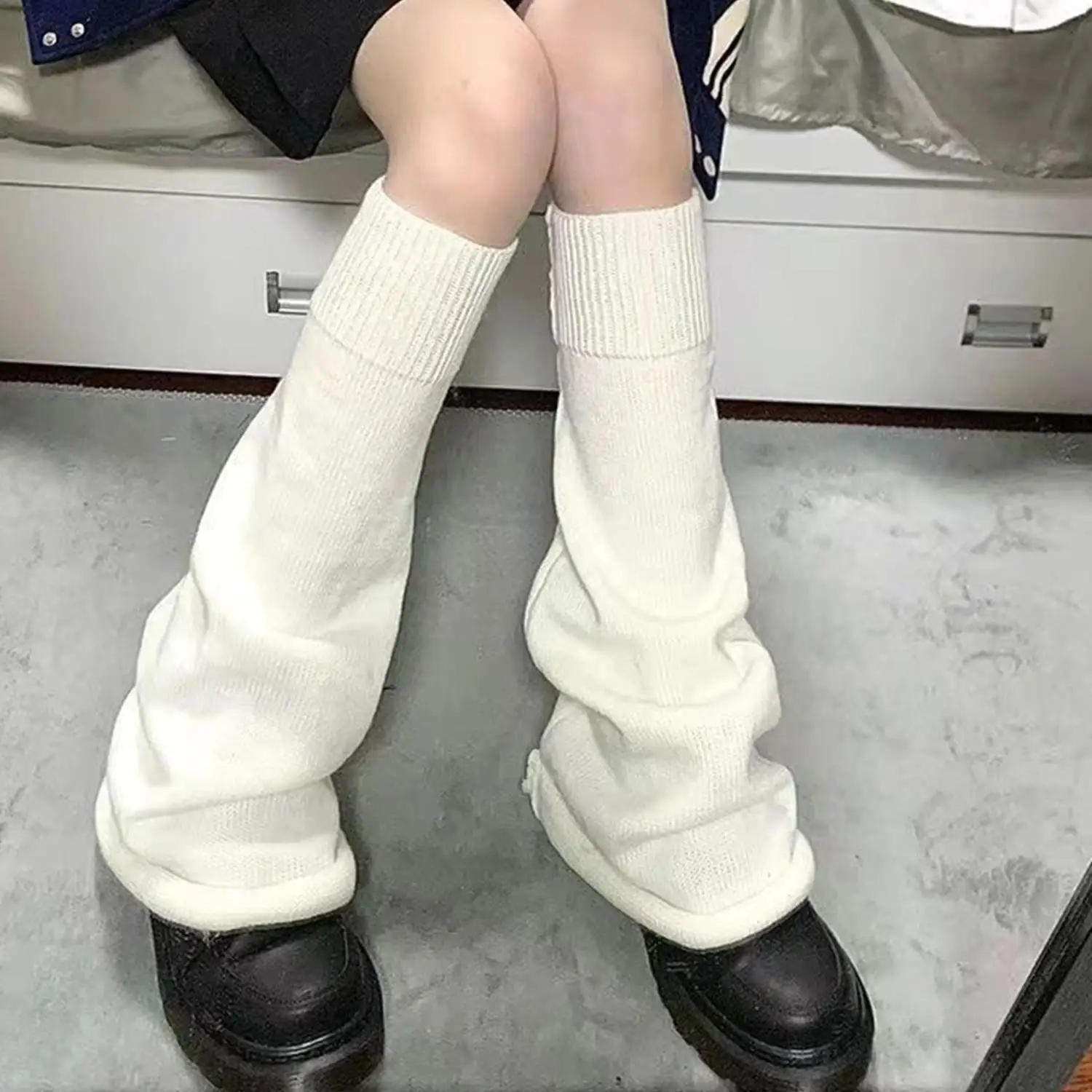 Y2k Winter Leg Warmers Fluffy/Knitted Arm Warmers Gothic Lolita Knit Long Socks Women Leg Warmer Stylish Stretchy Boots Cover