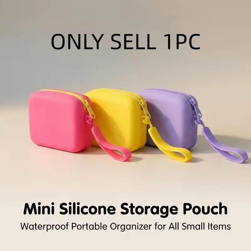 Mini Silicone Zipper Bag, Portable Storage Pouch for Cables, Cosmetics, Coins, Pet Supplies, Travel Organizer, Unisex, Holiday Gift