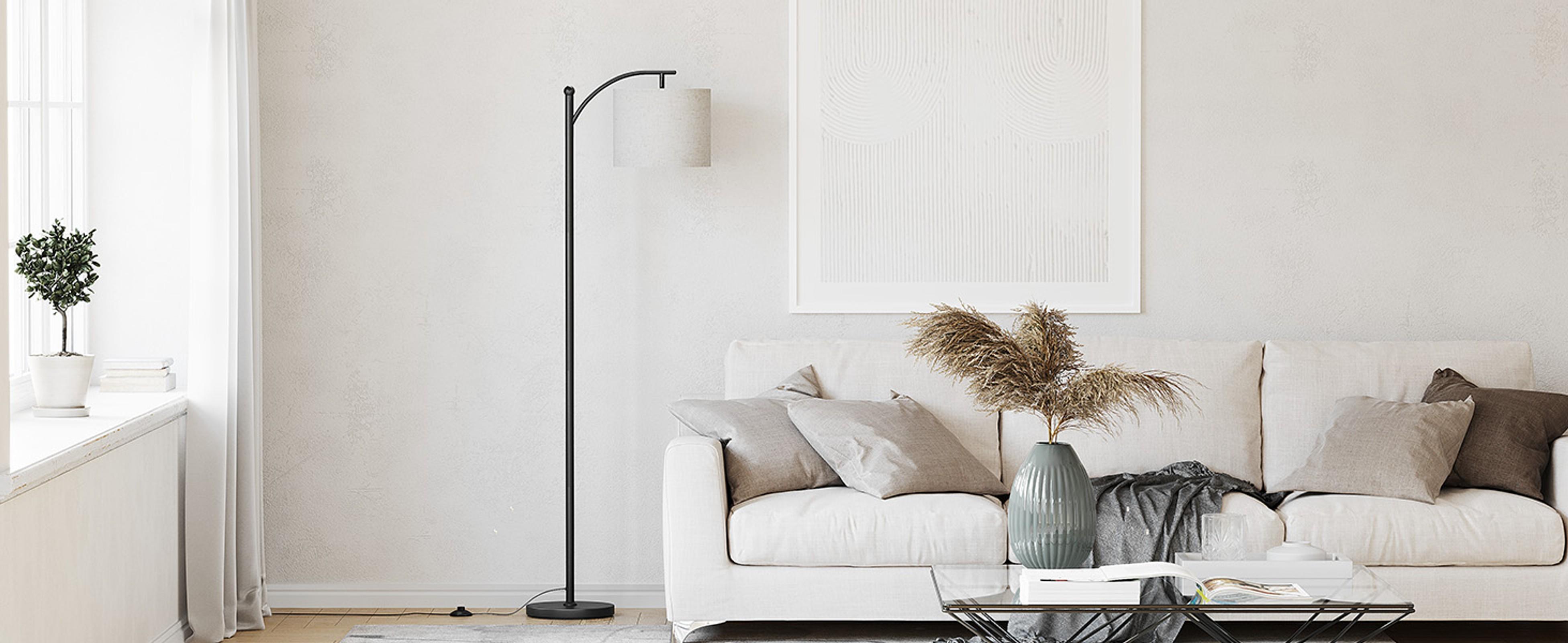 Arc Floor Lamp,Modern Floor Lamp with 3 Color Temperatures Bulb,Metal Standing Lamps with Adjustable Hanging Lampshade,Tall Floor Lamps for Living Room (Black)