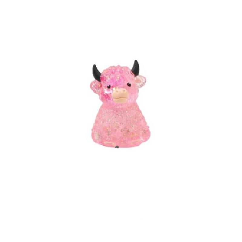 1/2/4 PCS Glitter Highland Cow Squishy Fidget Toy Soft Slow Rising Stress Relief Ball Sparkly Squeeze Sensory Toy For Teens Adults Cow Lovers Desk Relaxation Party Favor