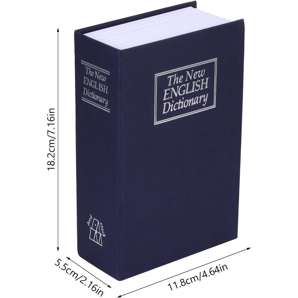 Book-Style Dictionary Hidden Storage | 3 Digit Combination Lock or Key Lock | Jewelry & Precious Ornaments Organizer | Portable Secret Storage for Rings Earrings Necklaces Cash Coins