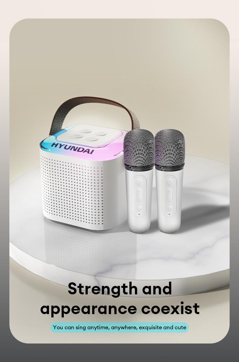 HYUNDAI S13 Portable Wireless Karaoke Bluetooth Speaker With Microphone HIFI Stereo Sound Subwoofers, KTV Speaker Subwoofer With Lighting Effect